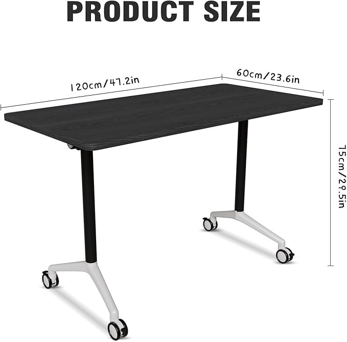 Conference Room Table with Flip-Top Design for Dynamic Meetings, Business Table Computer Desk with Heavy-Duty Frame,Foldable Seminar Meeting Tables for Home Office (4, F, 47.2IN)