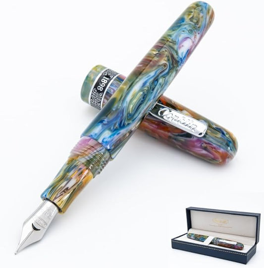 Conklin 1898 Fountain Pen, Misto Green - Stub Nib | Unique Resin Blend Pen with Luxury Design | JoWo Stainless Steel Nib Made in Germany | Ideal Gift for Pen Lovers