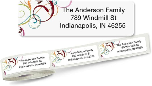 Colorful Images Fantasia Rolled Personalized Return Address Mailing Labels with Dispenser, Customize with Name & Shipping Address, 250 ¾” x 2½” Self Adhesive, Easy Peel Label Roll