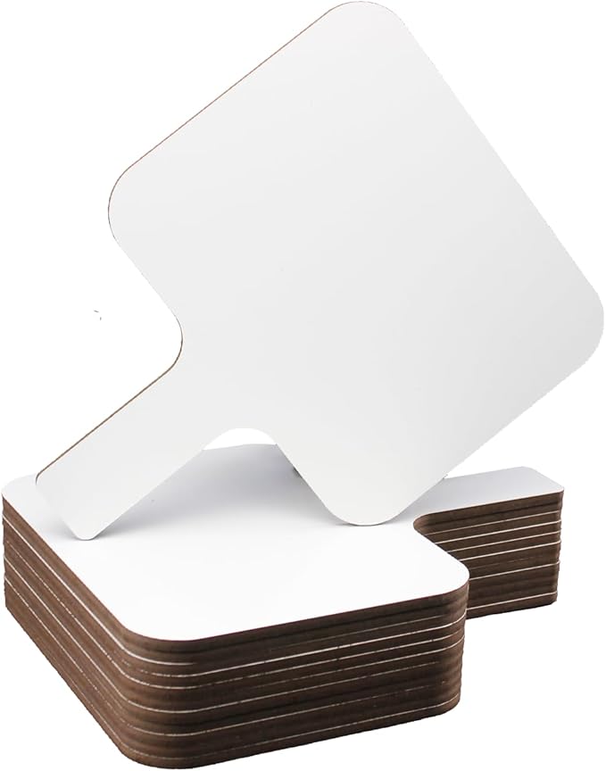 Flipside Products Rectangular Dry Erase Answer Paddles, Auction, Handheld Whiteboard, Handle Response Board, Classroom Dry Erase, Pack of 12