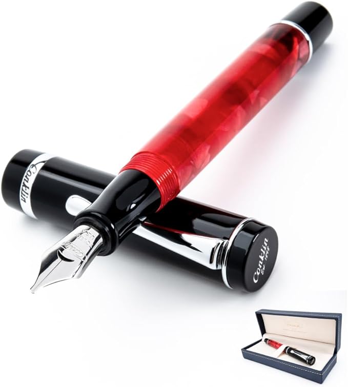 Conklin Duragraph Fountain Pen Red Nights - Fine Nib, Luxury Writing Instrument with Bold Red Finish