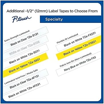 Brother Genuine P-touch TZe-231 4-Pack Tape (TZE2314PKB) ½” (0.47” or 12mm) x 26.2 ft. (8m) Laminated Black on White, (For use with PT-D210, PT-H110, PT-D220, PT-D410, PT-D600 Label Makers)