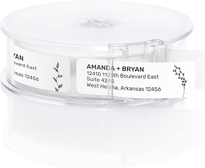 Botanical Flowers Rolled Address Labels/Roll of 500 Alternating Floral Illustrations Personalized Address Labels/Designer Return Address Stickers in Elegant Plastic Dispenser