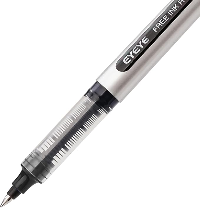 EYEYE Rollerball Pens Black 0.5mm, 8 Pack Extra Fine Point Quick Dry, Liquid Ink Pens Fine Point Smooth Writing Pen for Journaling, Note Taking, Office, School Supplies