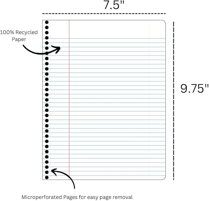 Decomposition 3-Pack Floral College Ruled Spiral Notebook - 9.75 x 7.5 Journal, 160 Lined Pages - 100% Recycled Paper - Notebooks for School Supplies, Home & Office - Made in USA