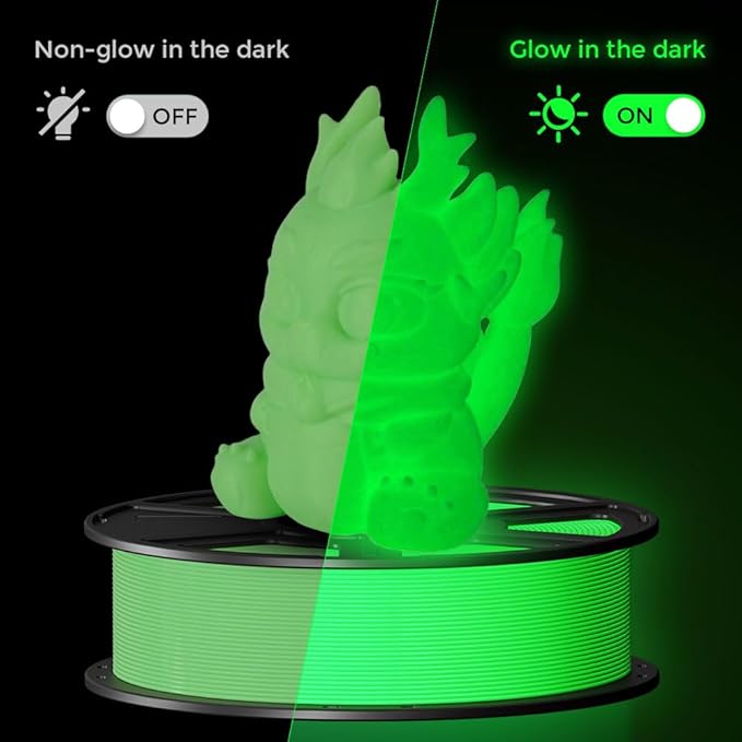 FLASHFORGE Glow in The Dark Rapid PLA Filament 1.75mm, High Flow Speedy 3D Printer Filament Luminous Green, Max 500mm/s High-Speed Printing, High Brightness and Long-Lasting Glowing Effect
