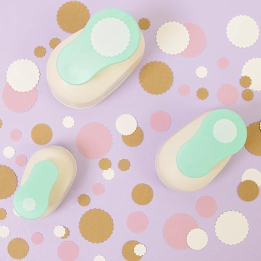 Craftelier - 5/8 Inch Circle Scallop Punch with lever press | Shape Hole Puncher for Paper Crafts | Scalloped Hole Punch for Scrapbooking, DIY Cards & Journals | Mini Hole Punch for Paper & Cardstock.