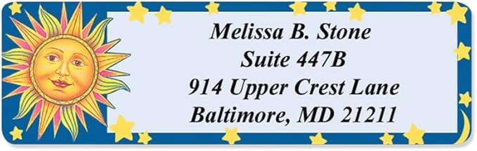 Celestial Blue Designer Rolled Address Labels with Elegant Plastic Dispenser