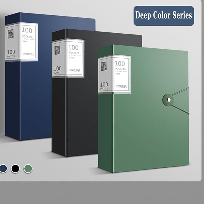 File Folder - 100 Pockets, Durable A4 Letter Size Organizer, Water-Resistant Plastic Dividers, Home/Office/School Document Holder (Dark Green)