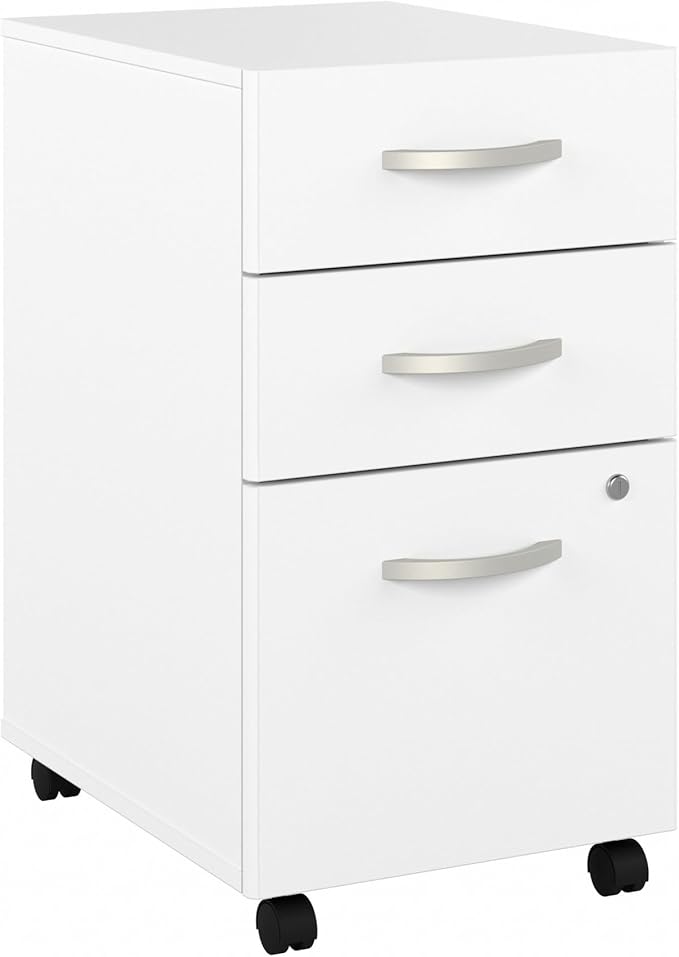 Bush Business Furniture Studio C 3 Drawer Mobile File Cabinet in White