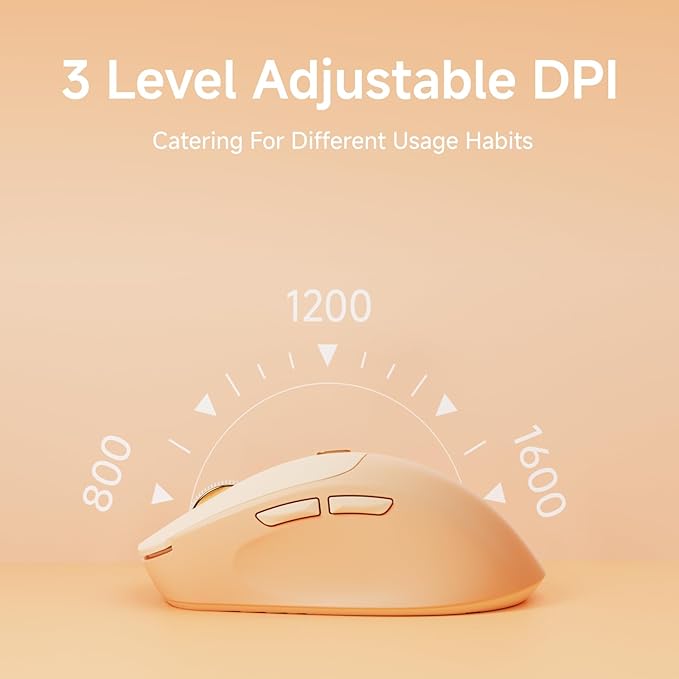 EWEADN Q5 Wireless Mouse, Bluetooth & 2.4G Quiet Computer Mouses with 1600 DPI, Battery Level Display, Ergonomic Office Mouse,6 Button Portable Cute Cordless Mice for Laptop/PC/Mac- Pink
