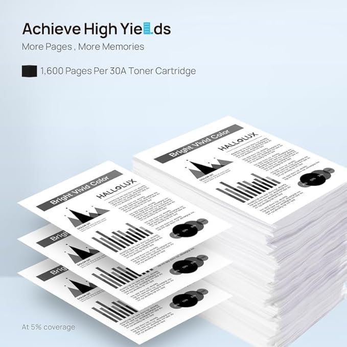 HALLOLUX 30A 30X Toner Cartridge 4-Pack Replacement for HP 30A 30X CF230A CF230X Toner to use with HP Pro MFP M227fdw M203dw M203d M227fdn M203dn M227sdn Printer (4-Black)