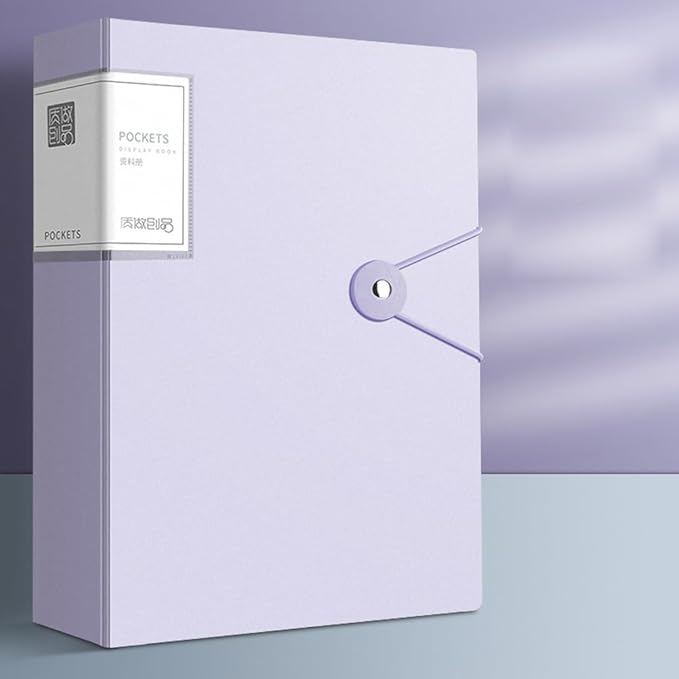 File Folder - 100 Pockets, Durable A4 Letter Size Organizer, Water-Resistant Plastic Dividers, Home/Office/School Document Holder (Purple)