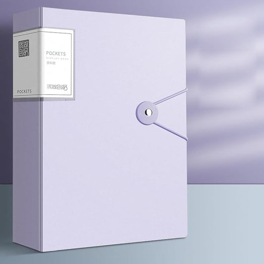 File Folder - 100 Pockets, Durable A4 Letter Size Organizer, Water-Resistant Plastic Dividers, Home/Office/School Document Holder (Purple)