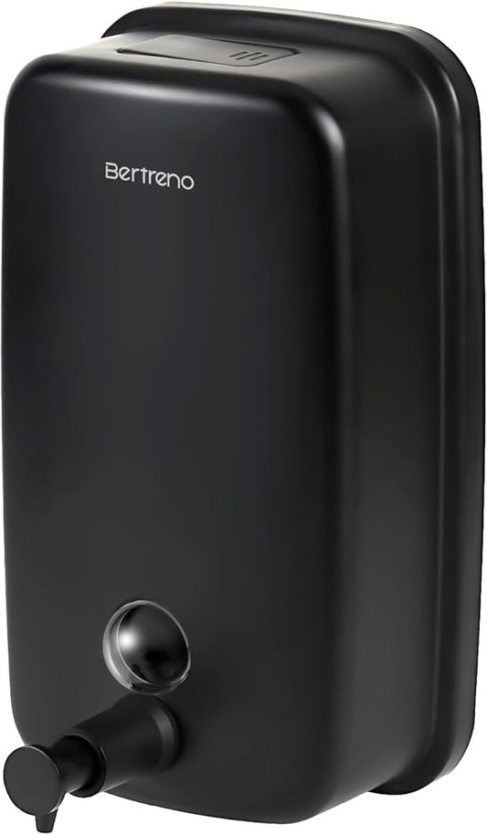 Commercial Soap Dispenser Wall Mount Stainless Steel Soap Dispensers Liquid Manual Anti-Leak Pump Hand Soap Dispenser for Bathroom Kitchen Black (35 fl.oz./1000ml)