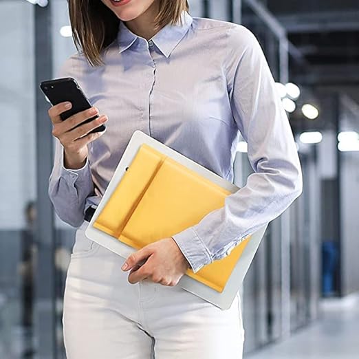 Fuxury Kraft Bubble Mailers 4x8" 400Pack Padded Envelopes Thick Bubble Envelopes Usable Size 4x7" Waterproof Cushioned Padded Mailers Packaging for Small Business #000 Yellow