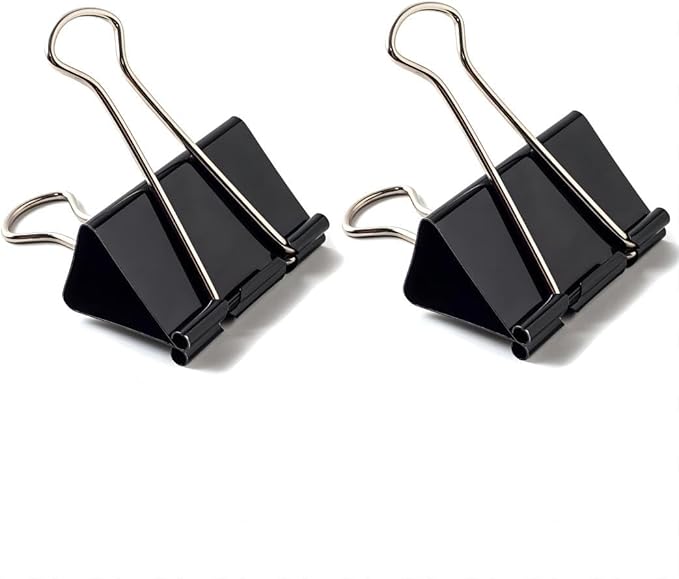 Coideal Black Binder Clips Medium, 1.25 Inch Black Metal Paper Clips 24 Pcs 32mm Foldback Bull Clip Clamps for Office School (1 1/4 Inch)