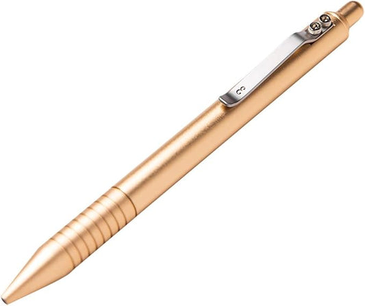 Everyman Grafton Full Click Refillable 0.7mm Ball Point Pen, Gold | Sleek Anodized Aluminum EDC Pen with Deep Grooved Grip | Smooth Writing Pocket Pen for Office, Travel, Gifting & Daily Use
