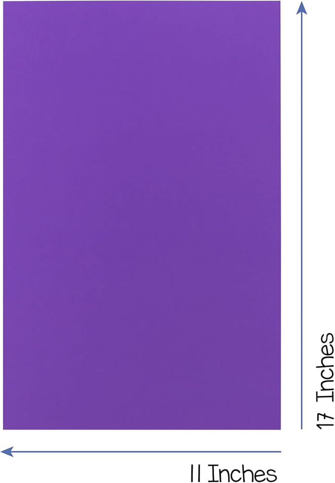 Hygloss Purple Bright Colored Cardstock - 11x17-Inch, 50 Sheets, 65 lb/ 176 gsm, Fade-Resistant, Acid-Free Color Card Stock Paper