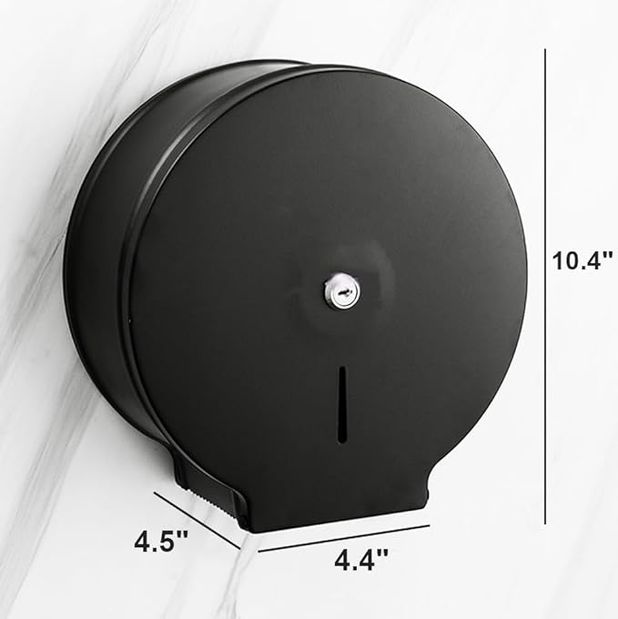 Black Stainless Steel Paper Towel Dispenser Wall Mount, TOBEFORT Commercial Jumbo Toilet Paper Dispenser, 9 Inch Roll with 2.5 Core, Toilet Paper Holder Bath Tissue Dispenser with Lock Key