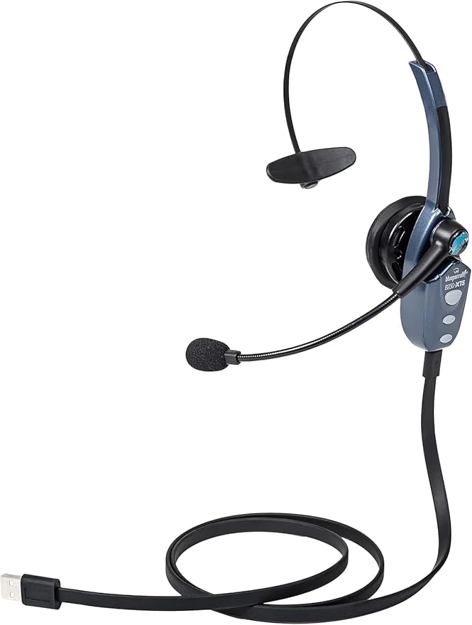 BlueParrott B250-XTS Mono Bluetooth Wireless Headphones 91% Noise Canceling Over Head Trucker Headset with Mic, Lightweight Design with Adjustable Headband, 20 hrs. Talk Time, Blue