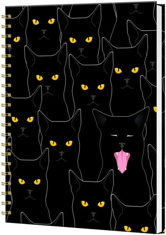 iampanda Spiral Journal Notebook,Strong Twin-Wire Binding with Premium Paper for Women,60 Sheets B5 College Ruled Notebook/Journal,Perfect for School Office Work,Black Cats