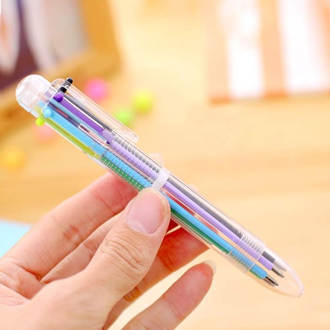 Hutou 0.5mm 6-in-1 Multicolor Ballpoint Pen 6 Colors Retractable For Kids Party Favors (12 Pack)