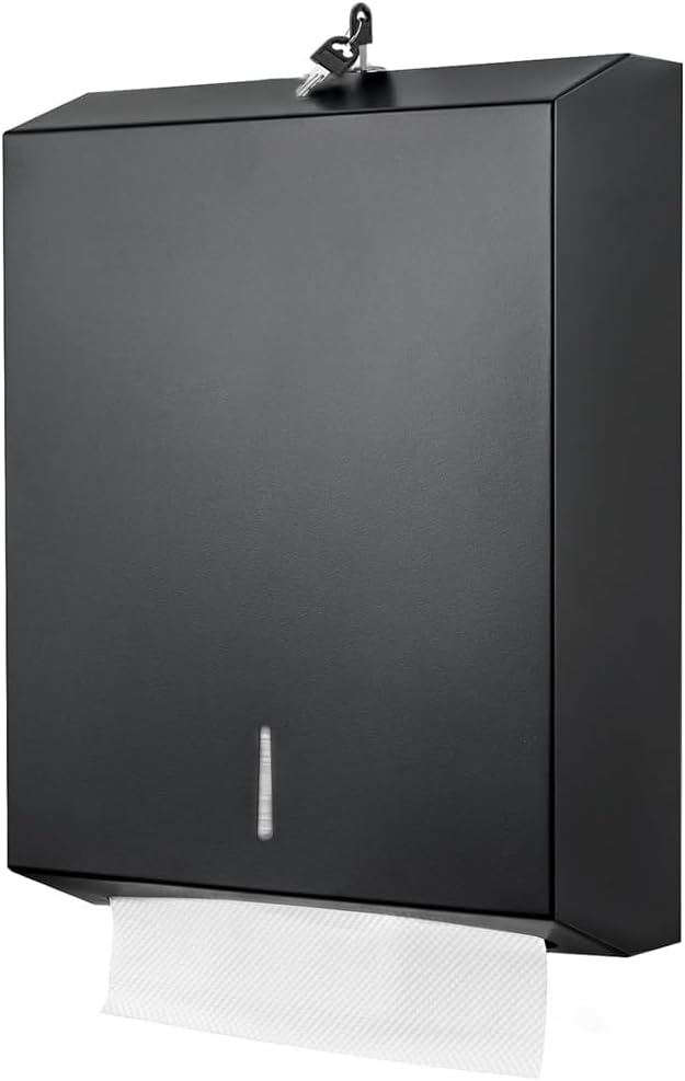 Comercial Paper Towel Dispenser Wall Mount, Stainless Steel Hand Towel Dispenser with Lock, Trifold/C Fold Paper Towel Holder for Bathroom Kitchen Office Public Places, Large Capacity Tissue Holder