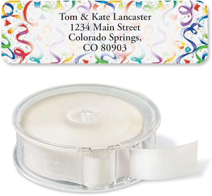 Colorful Images Birthday Surprise Rolled Personalized Return Address Mailing Labels with Dispenser, Customize with Name & Shipping Address, 125 ¾” x 2½” Self Adhesive, Easy Peel Label Roll