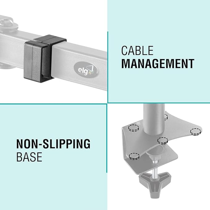 ELG Full Motion Swivel Monitor Desk Mount Stand up to 34'' Screen, Adjustable Arm Height Position, Computer Monitor Stand, Gaming/Home Office, F50N, Black