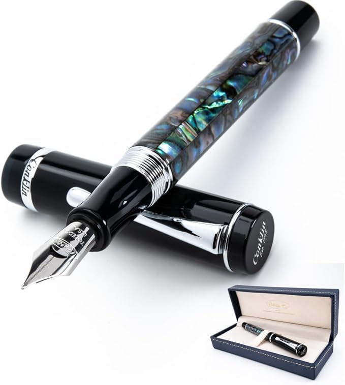 Conklin Duragraph Fountain Pen Abalone Nights - Medium Nib, Elegant Writing Instrument with Exquisite Abalone Finish