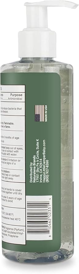 Happy Little Camper Hand Sanitizer with Lemon Zest Scent - Moisturizing Gel with Vitamin E & Antimicrobial Formula- Contains 70% Ethyl Alcohol - Travel Size, Made in USA - 8 Fl Oz, 236ml - 24 Bottles