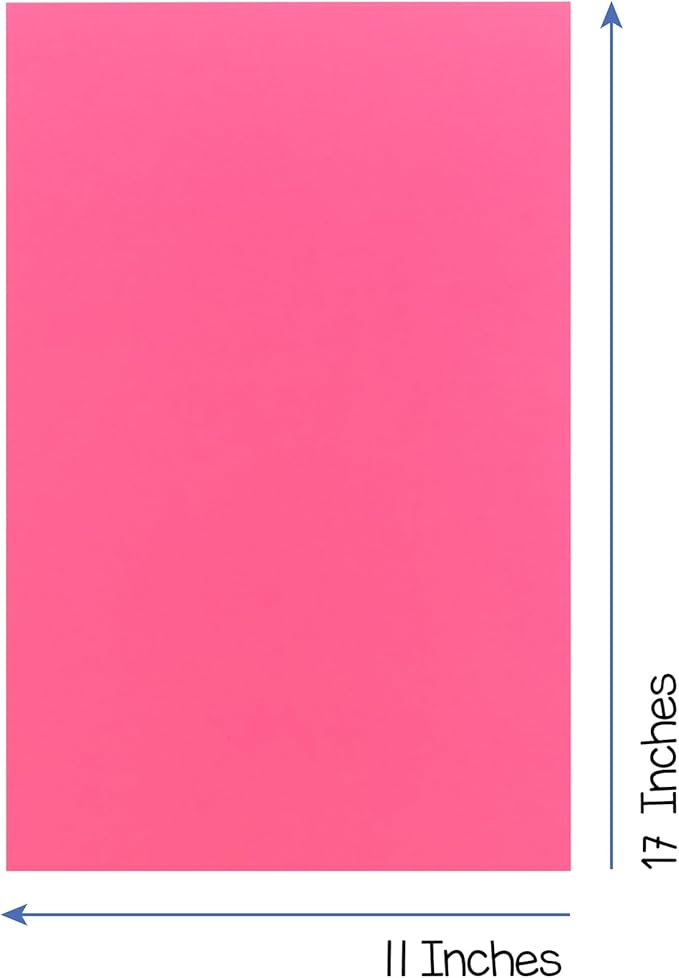 Hygloss Pink Bright Colored Cardstock - 11x17-Inch, 50 Sheets, 65 lb/ 176 gsm, Fade-Resistant, Acid-Free Color Card Stock Paper