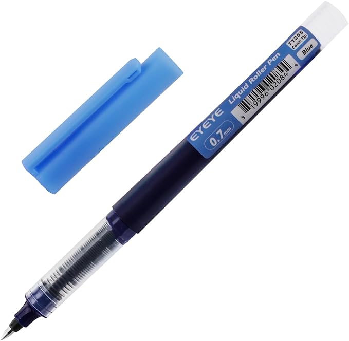 EYEYE Liquid Ink Rollerball Pens 0.7mm Fine Point, 24 Pack Roller Ball Pens Quick Dry, Blue Ink Pens Fine Point Smooth Writing Pens for Journaling, Note Taking, Office and School Supplies