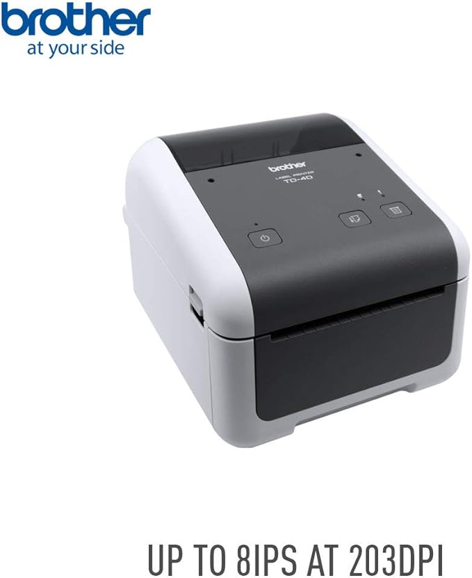 Brother TD4410D 4-inch Thermal Desktop Barcode and Label Printer, for Labels, Barcodes, Receipts and Tags, 203 dpi, 8 IPS, Standard USB and Serial, 6.1"x7.1"x8.8"