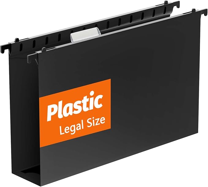 Extra Capacity Legal Size Plastic Hanging File Folders,12 Pack Reinforced Legal Size Hanging Folder with Heavy Duty 2 Inch Expansion,Filing Cabinet Folders,for Bulky Files, Medical Charts,Black