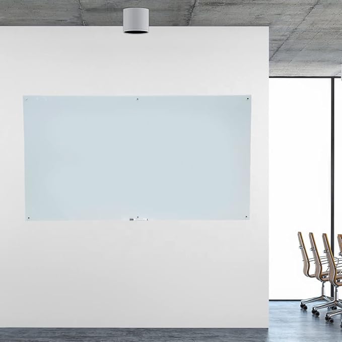 Dex Board 72" x 48" Large Glass Whiteboard 6' x 4' Frameless Tempered Glass Dry Erase Board with Marker Tray for Interactive Office, Wall Mounted Frosted Glass Whiteboard