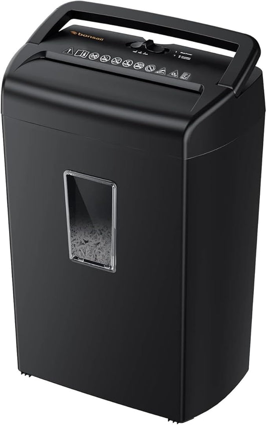 Bonsaii 10-Sheet Cross-Cut Shredder, Heavy-Duty Paper Shredder for Home Office, Handles Credit Cards, Staples, and Paper Clips, 5.5-Gallon Bin with Clear Viewing Window