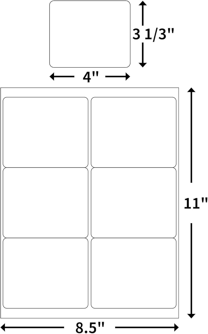 BESTEASY 3-1/3 X 4 Inches Shipping Address Labels, Thermal Sticker Labels, 6 up Self Adhesive Sticker for Laser and Inkjet Printer, 500 Sheets 3000 Labels