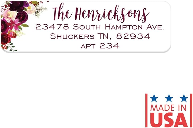 Fall Floral Rolled Address Labels / 250 Personalized Return Address Labels/Designer Address Stickers in Elegant Plastic Dispenser