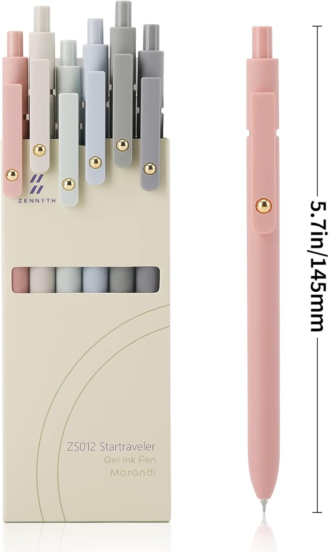 Ddaowanx Gel Pens, 6 Pcs 0.5mm Quick Dry Black Ink Pens Fine Point Smooth Writing Pens, Cute Office School Supplies Gifts for Women