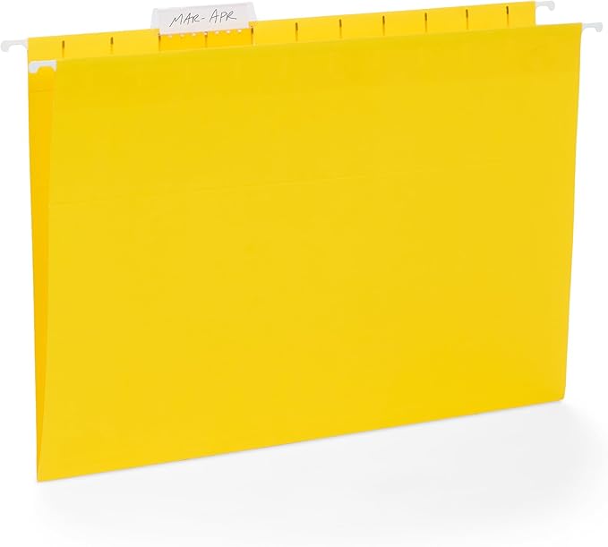 Blue Summit Supplies 25 Colored Hanging File Folders Letter Size with Tabs, Colored File Folders Hanging, Assorted Colors, Reinforced for Office Filing and Organization