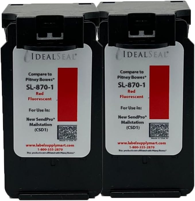 IDEALSEAL Replacement Postage Ink for SL-870-1 Red Ink Cartridge for New SendPro Mailstation (CSD1) (2 Pack)