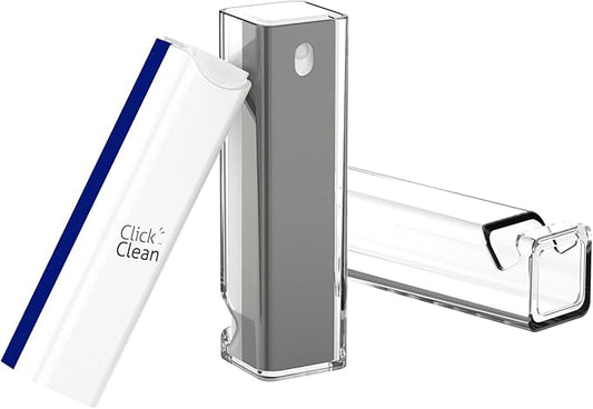 CLICK CLEAN 2Pcs Screen Cleaner, Fingerprint Proof Mist Cleaner Spray, All-in-One Cleaner with Microfiber for All Phones, Laptop and Tablet Screens (Grey + Dark Blue)