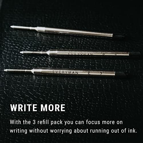 Everyman Brass Mini Twist Grafton Pen & Ink Bundle, EDC Luxury Writing Utensil with Extra 3-pack of Black Gel Refills (.7mm), Pen with Pocket Clip, Gift for Office, Business