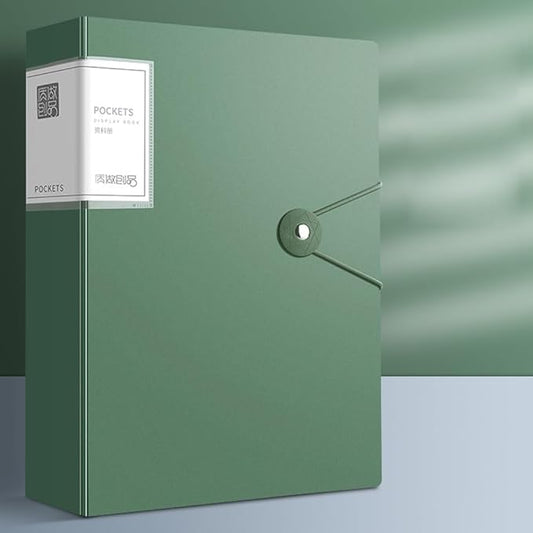 File Folder - 100 Pockets, Durable A4 Letter Size Organizer, Water-Resistant Plastic Dividers, Home/Office/School Document Holder (Dark Green)