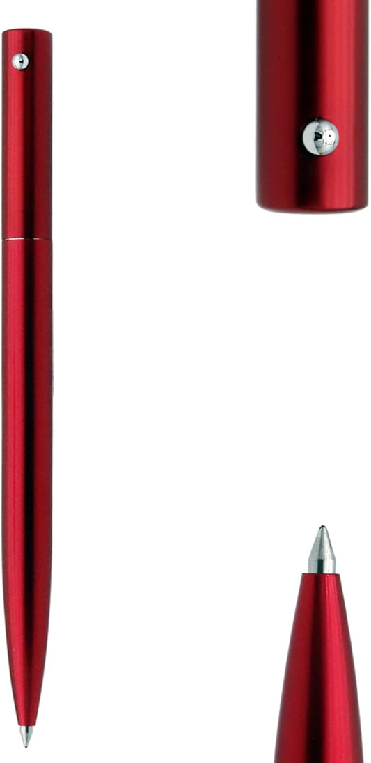DUNBONG Retractable Metal Gel Pen, 0.5mm Medium Point Ballpoint Pens, Black Gel Ink (Red)