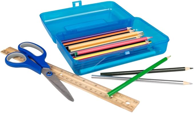 Craft County | Transparent Pencil Box | Colored Utility Box Storage Office Supplies Organizer | Green