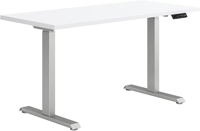 HON Coze Electric Standing Desk Adjustable Height, Coordinate Height Adjustable Desk, 54", White Top, Silver Base