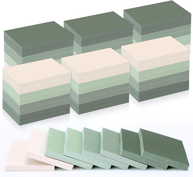 Fainne 60 Pads Sticky Notes Bulk 1.5 x 2 Inch Mini Self Stick Note Small Assorted Bright Colors Paper Memo for Office School Notebook Supplies 50 Sheets/pad (Simple Style,Green Series)